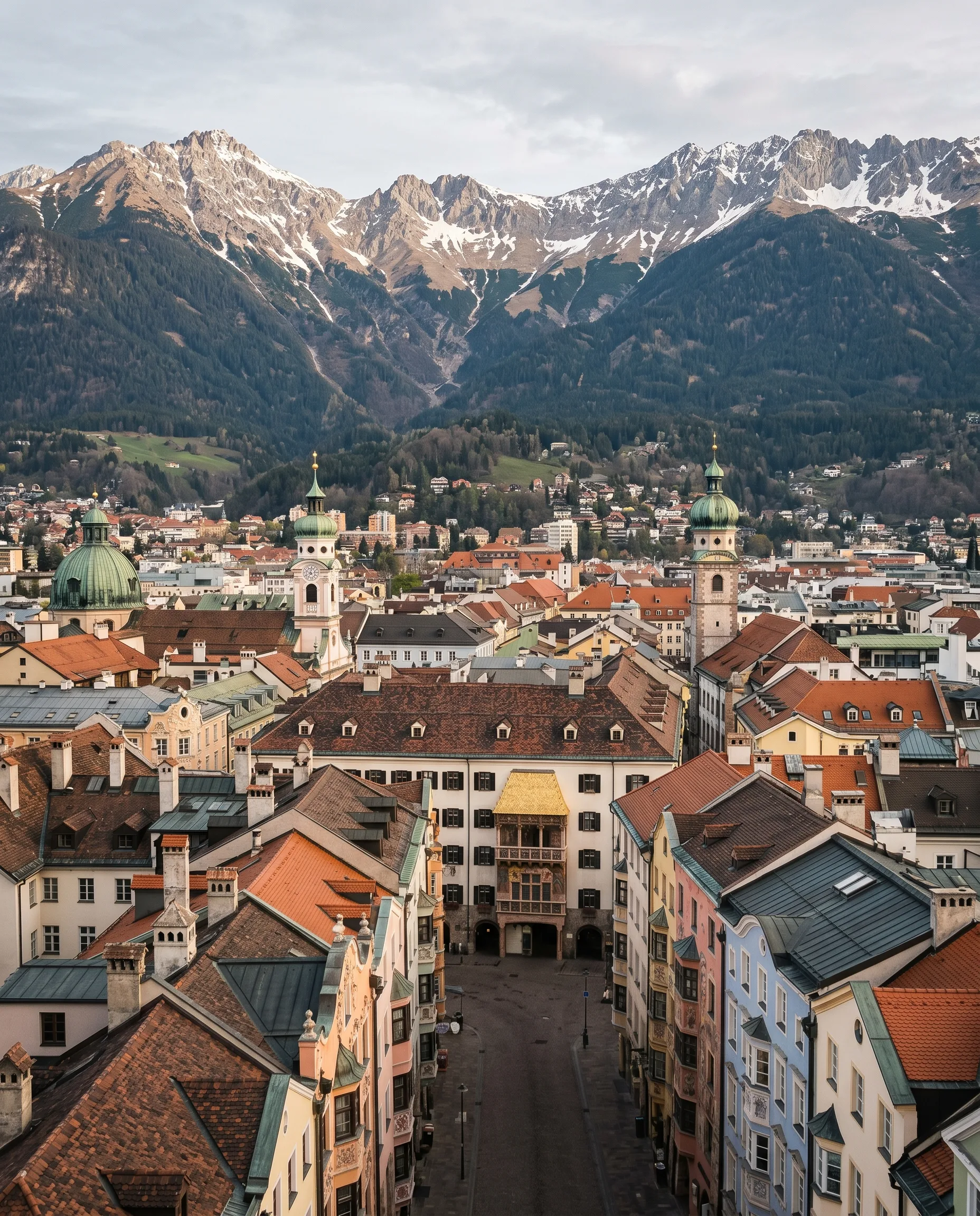 Innsbruck old town with the Nordkette range behind