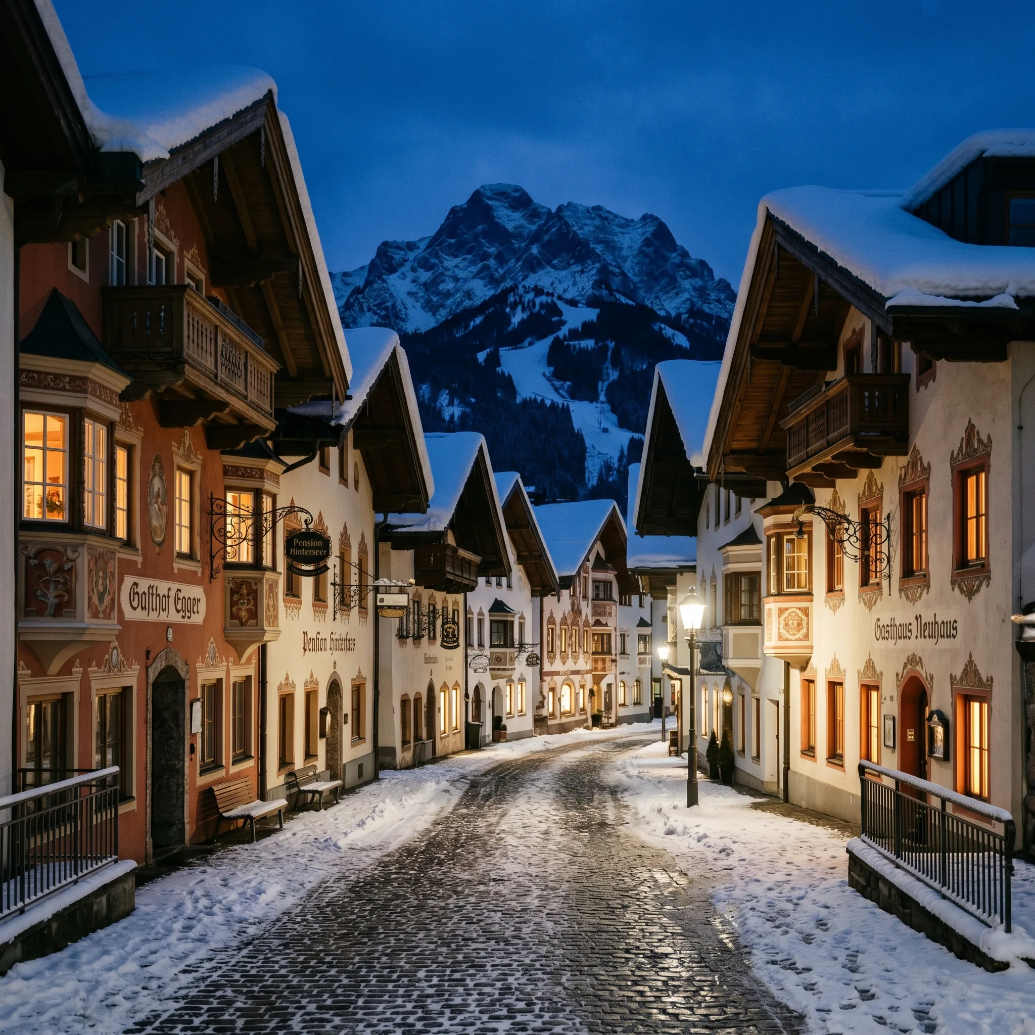 Kitzbühel village in winter